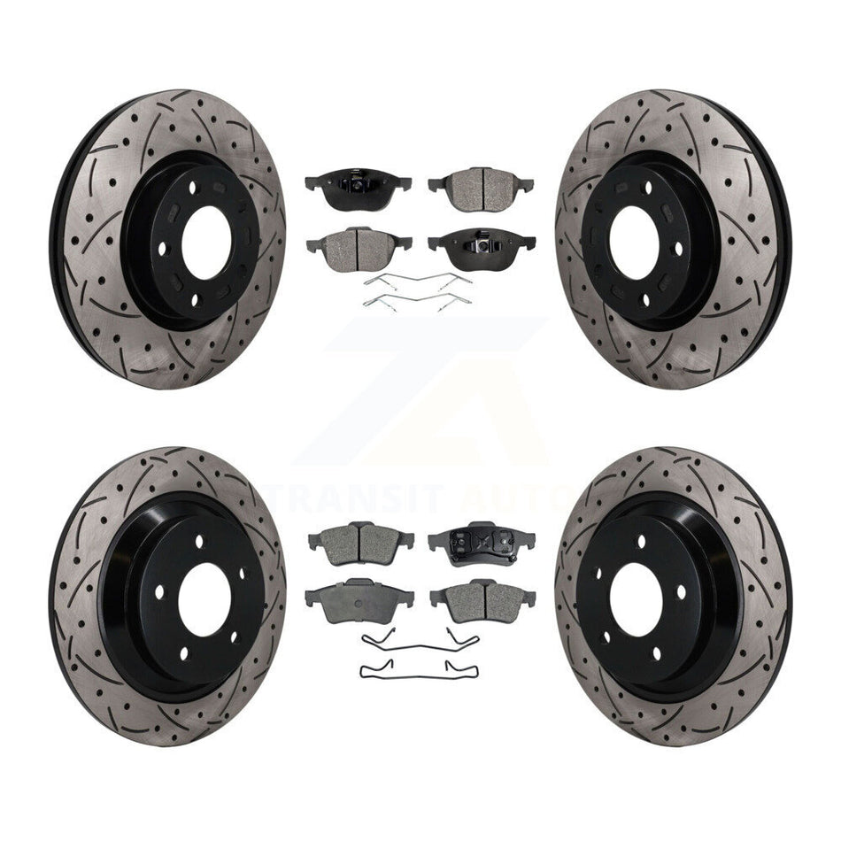 Front Rear Coated Drilled Slot Disc Brake Rotor Ceramic Pad Kit For 2006 Mazda 5 To 02 06 KDT-101861