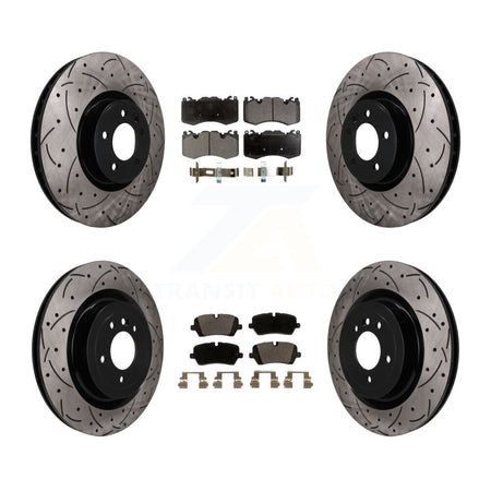 Front Rear Coated Drill Slot Disc Brake Rotors Ceramic Pad Kit For Land Rover Range Sport KDT-101863
