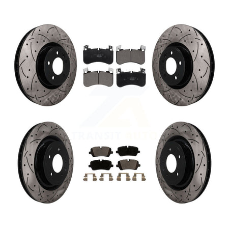 Front Rear Coated Drilled Slotted Disc Brake Rotor & Ceramic Pad Kit For Land Rover Range KDT-101864