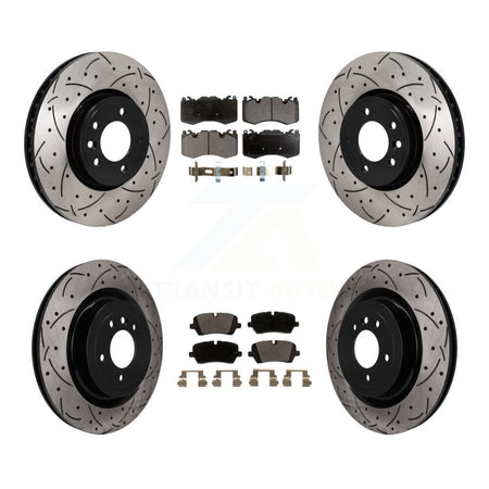 Front Rear Coated Drill Slot Disc Brake Rotors Ceramic Pad Kit For Land Rover Range Sport KDT-101865