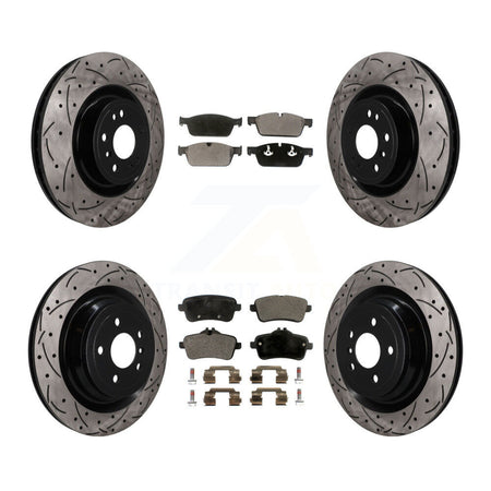 Front Rear Drilled Slot Disc Brake Rotor & Ceramic Pad Kit For 2017 Mercedes-Benz GLS350d KDT-101867