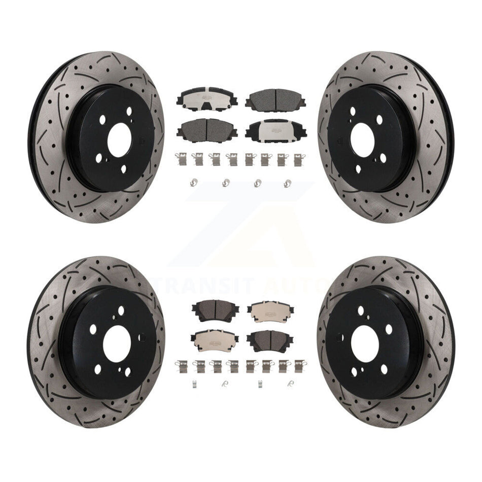 Front Rear Coated Drilled Slotted Disc Brake Rotor And Ceramic Pad Kit For Toyota Corolla KDT-101868
