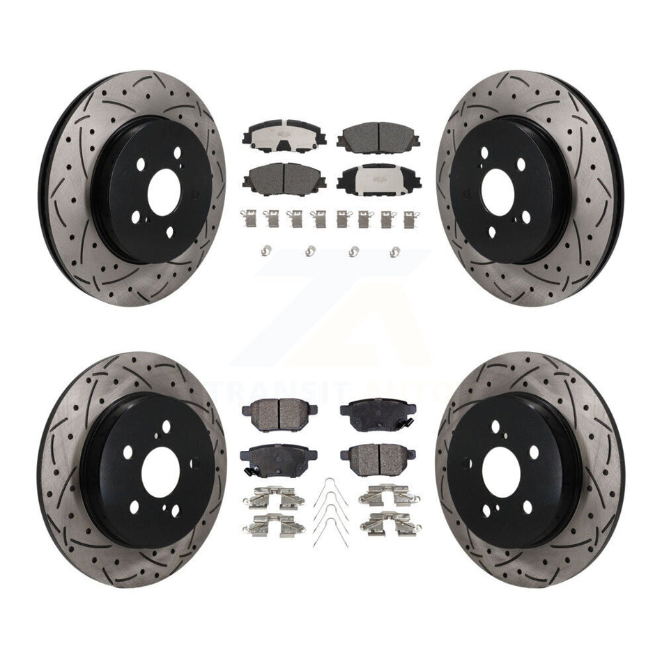 Front Rear Coat Drill Slot Disc Brake Rotors Ceramic Pad Kit For 2019 Toyota Corolla 2.0L KDT-101869
