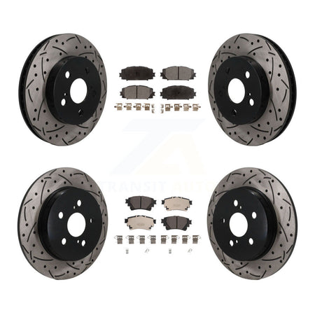 Front Rear Coated Drilled Slotted Disc Brake Rotor And Ceramic Pad Kit For Toyota Corolla KDT-101870