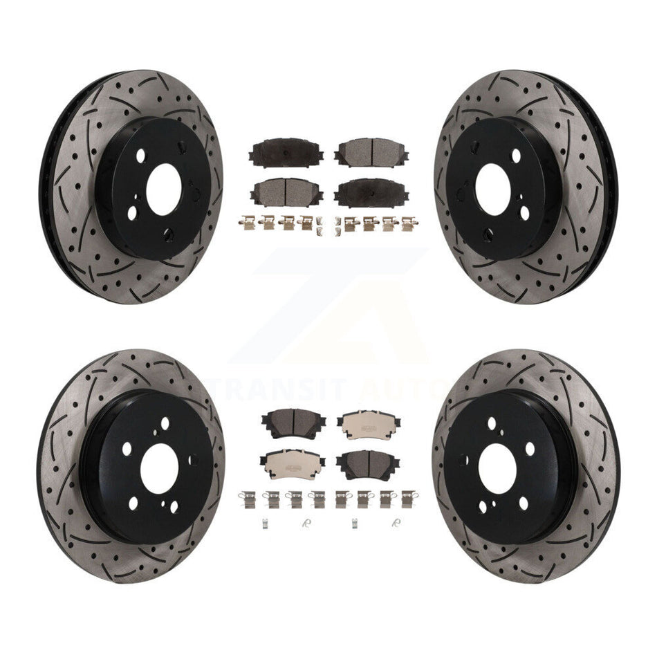 Front Rear Coated Drilled Slotted Disc Brake Rotor And Ceramic Pad Kit For Toyota Corolla KDT-101870