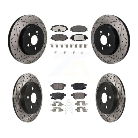 Front Rear Drilled Slot Disc Brake Rotor & Ceramic Pad Kit For Toyota Corolla Prius Prime KDT-101871