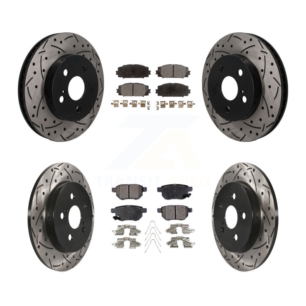 Front Rear Drilled Slot Brake Rotors Ceramic Pad Kit For Toyota Corolla Prius Prime AWD-e KDT-101872