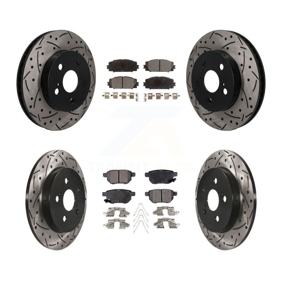 Front Rear Drilled Slot Brake Rotors Ceramic Pad Kit For Toyota Corolla Prius Prime AWD-e KDT-101872