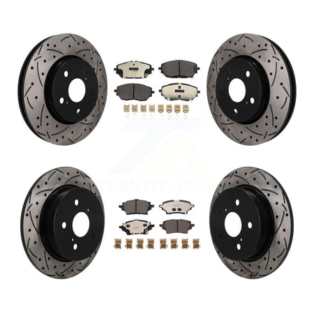 Front Rear Coated Drilled Slotted Disc Brake Rotors And Ceramic Pads Kit For Toyota C-HR KDT-101873