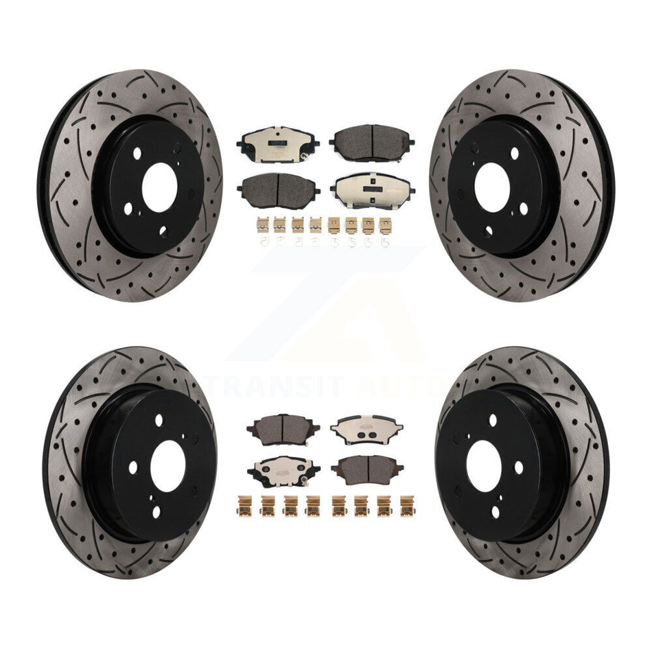 Front Rear Coated Drilled Slotted Disc Brake Rotors And Ceramic Pads Kit For Toyota C-HR KDT-101873