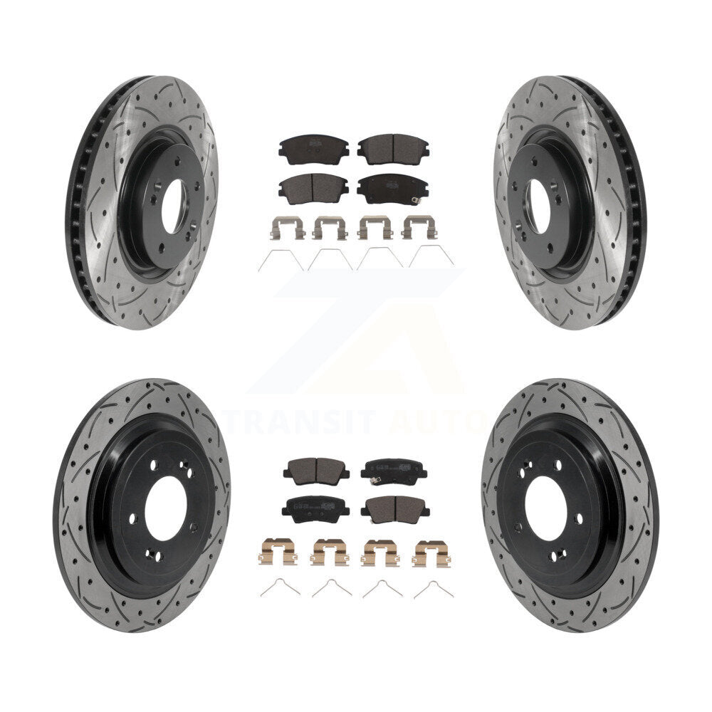 Front Rear Drill Slot Brake Rotor Ceramic Pad Kit For 2017-2022 Kia Sportage Turbocharged KDT-101878