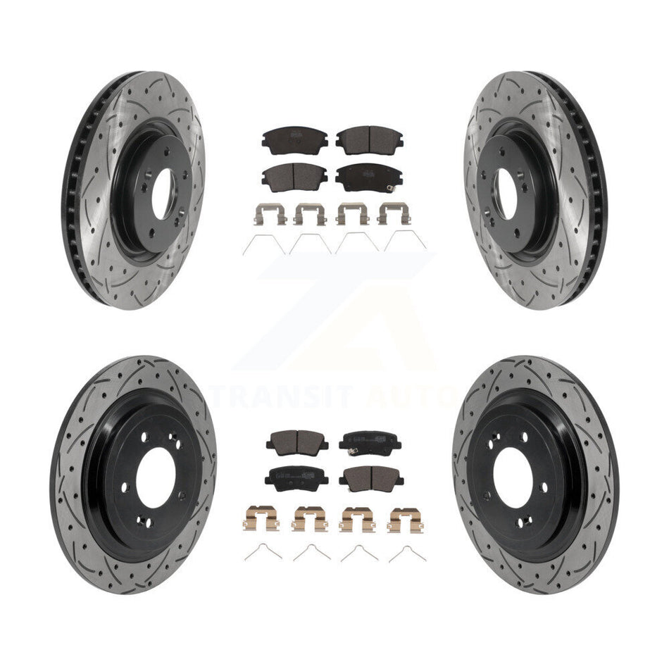 Front Rear Drill Slot Brake Rotor Ceramic Pad Kit For 2017-2022 Kia Sportage Turbocharged KDT-101878