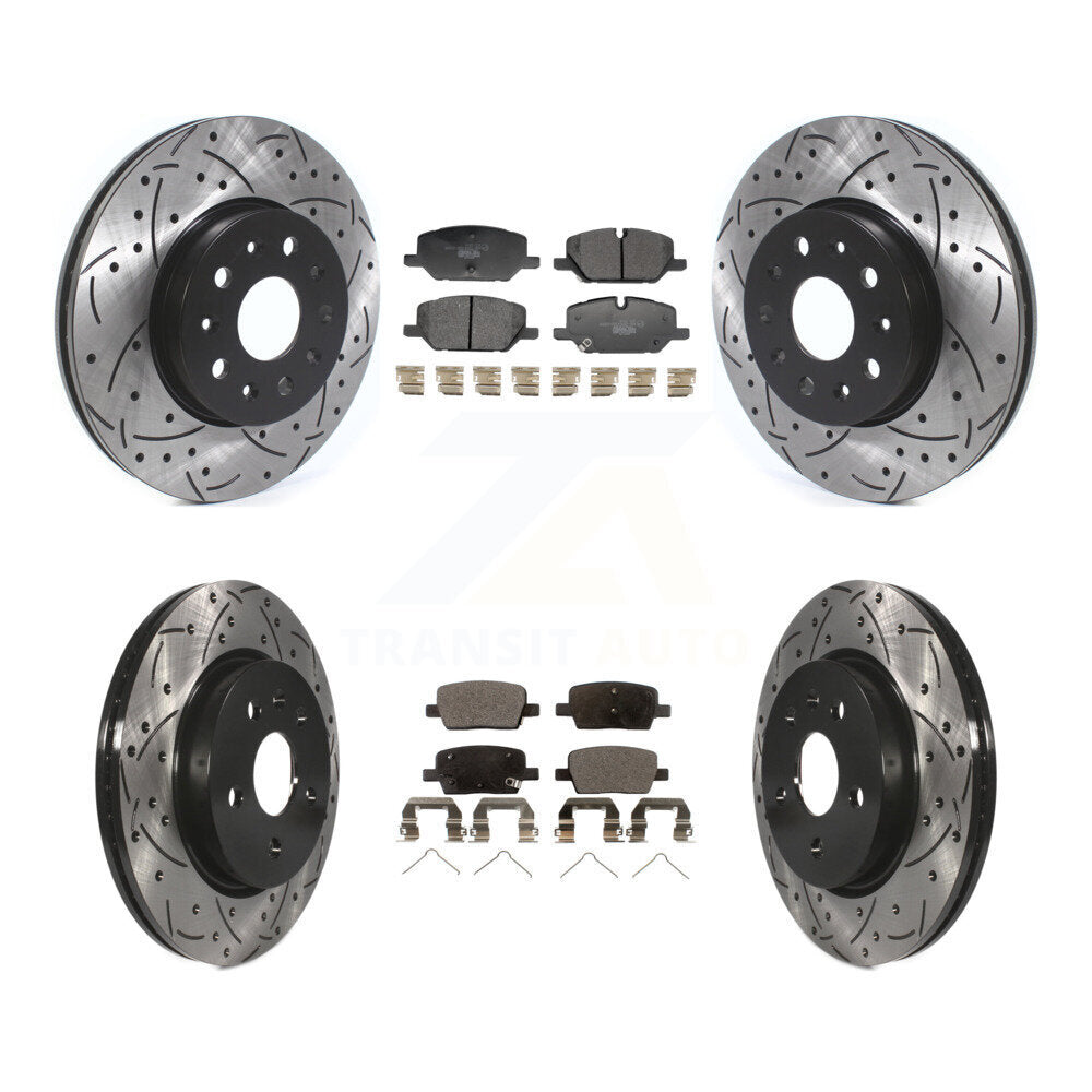 Front Rear Coated Drilled Slot Disc Brake Rotor & Ceramic Pad Kit For Chevrolet Camaro LT KDT-101882