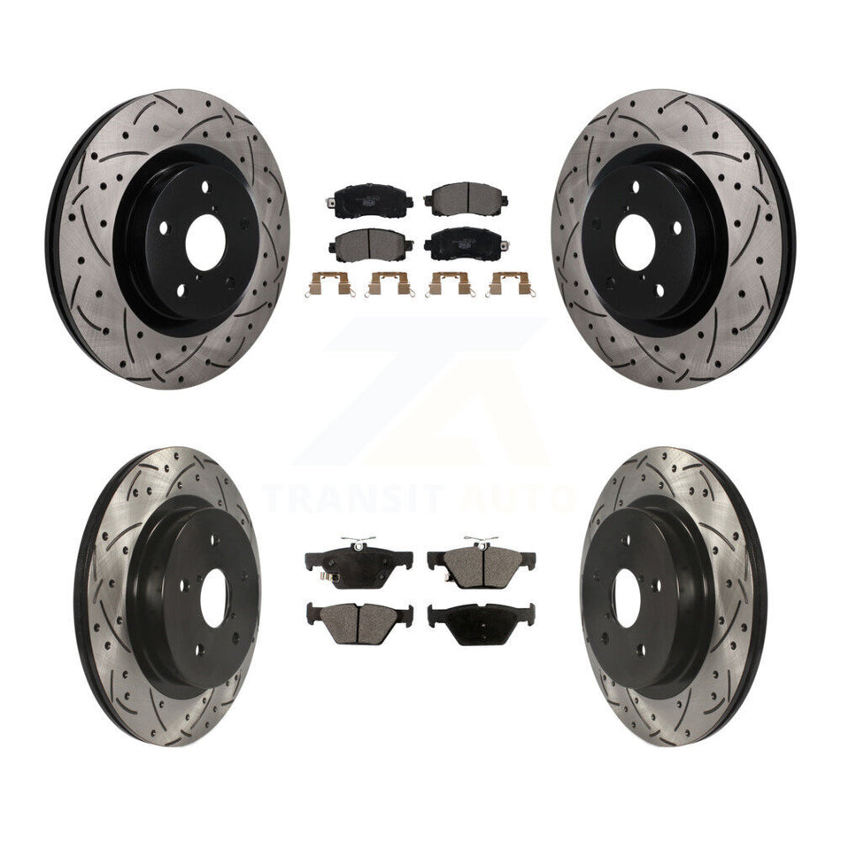 Front Rear Coat Drill Slot Disc Brake Rotor Ceramic Pad Kit For Subaru Outback WRX Legacy KDT-101883
