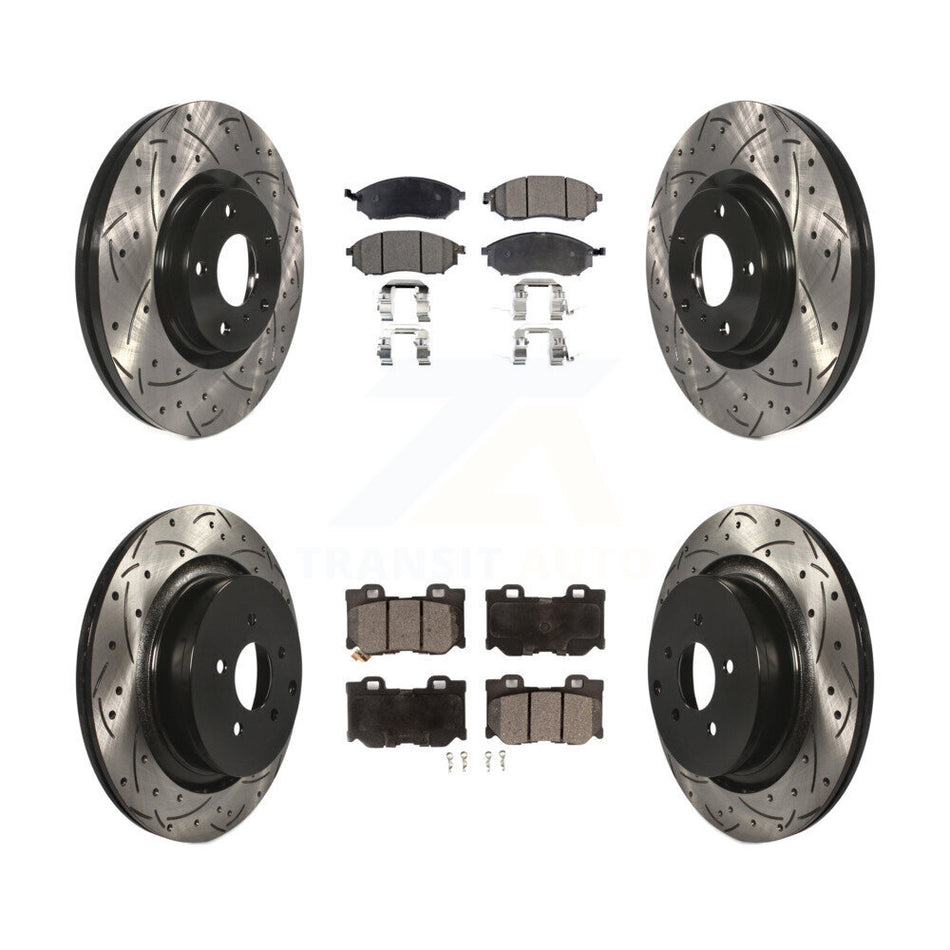 Front Rear Drill Slot Brake Rotor Ceramic Pad Kit For INFINITI M37 QX70 Q70 Q70L M56 M35h KDT-101885