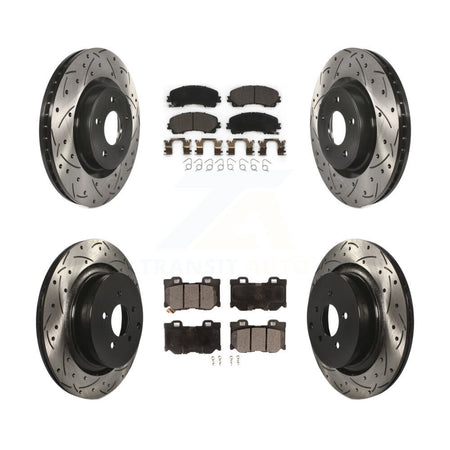 Front Rear Coated Drilled Slotted Disc Brake Rotor & Ceramic Pad Kit For INFINITI Q50 Q60 KDT-101886