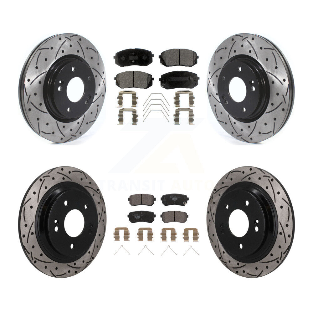 Front Rear Coated Drill Slot Disc Brake Rotor Ceramic Pad Kit For Hyundai Kona Kia Seltos KDT-101888