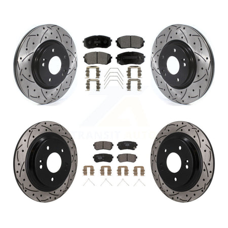 Front Rear Coated Drill Slot Disc Brake Rotor Ceramic Pad Kit For Hyundai Kona Kia Seltos KDT-101888