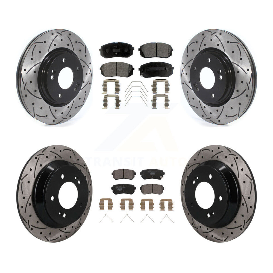 Front Rear Coated Drilled Slotted Disc Brake Rotors And Ceramic Pads Kit For Hyundai Kona KDT-101889