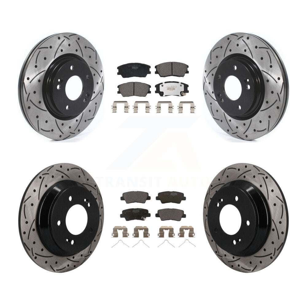Front Rear Drilled Slot Brake Rotor & Ceramic Pad Kit For Kia Soul 1.6L with Turbocharged KDT-101890