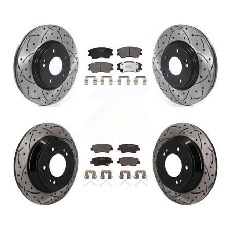Front Rear Drilled Slot Brake Rotor & Ceramic Pad Kit For Kia Soul 1.6L with Turbocharged KDT-101890
