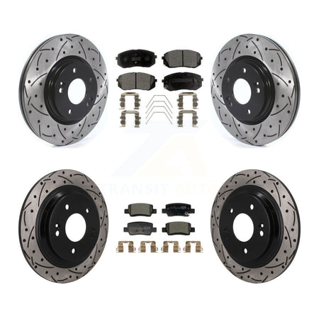 Front Rear Coated Drilled Slotted Disc Brake Rotors And Ceramic Pads Kit For Kia Seltos KDT-101891