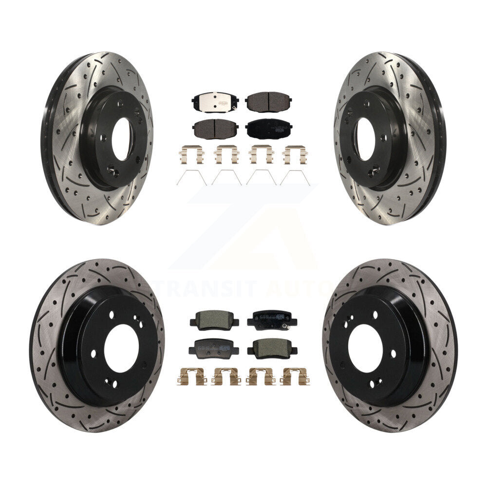 Front Rear Coated Drilled Slotted Disc Brake Rotors And Ceramic Pads Kit For Kia Seltos KDT-101892