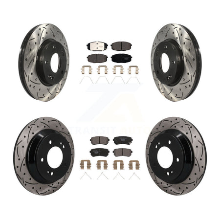 Front Rear Drilled Slot Brake Rotor & Ceramic Pad Kit For 2022 Hyundai Kona FWD with 1.6L KDT-101894