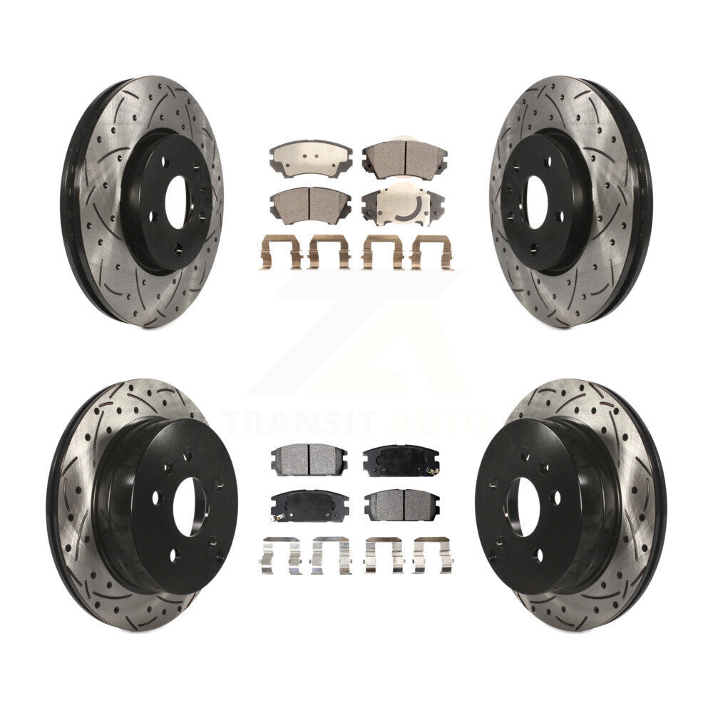 Front Rear Coated Drilled Slotted Disc Brake Rotors And Ceramic Pads Kit For GMC Terrain KDT-101896