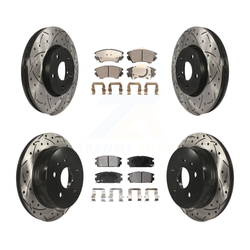 Front Rear Coated Drilled Slotted Disc Brake Rotors And Ceramic Pads Kit For GMC Terrain KDT-101896