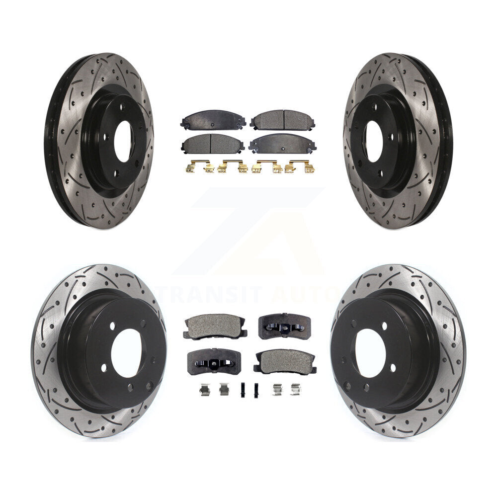 Front Rear Drill Slot Disc Brake Rotors Ceramic Pad Kit For 2008-2009 Dodge Caliber SRT-4 KDT-101900