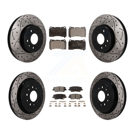 Front Rear Coated Drilled Slotted Disc Brake Rotors And Ceramic Pads Kit For Cadillac ATS KDT-101904