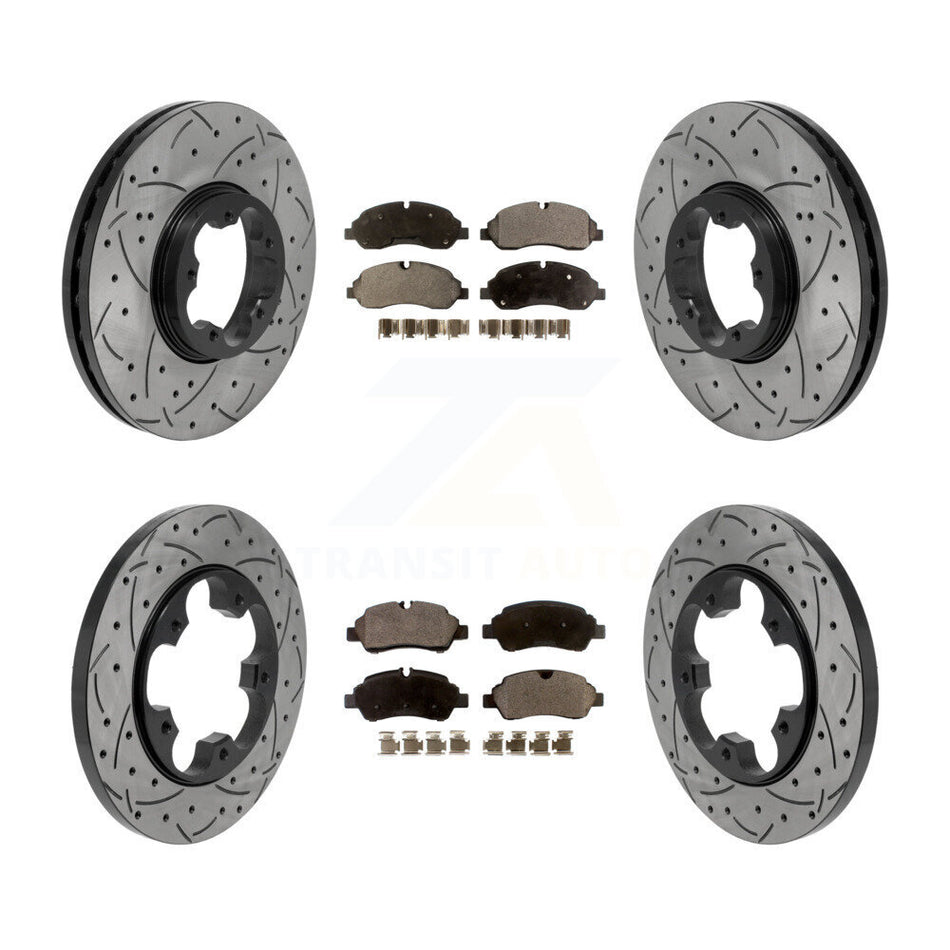 Front Rear Drilled Slot Disc Brake Rotor Ceramic Pad Kit For Ford Transit-250 Transit-150 KDT-101905