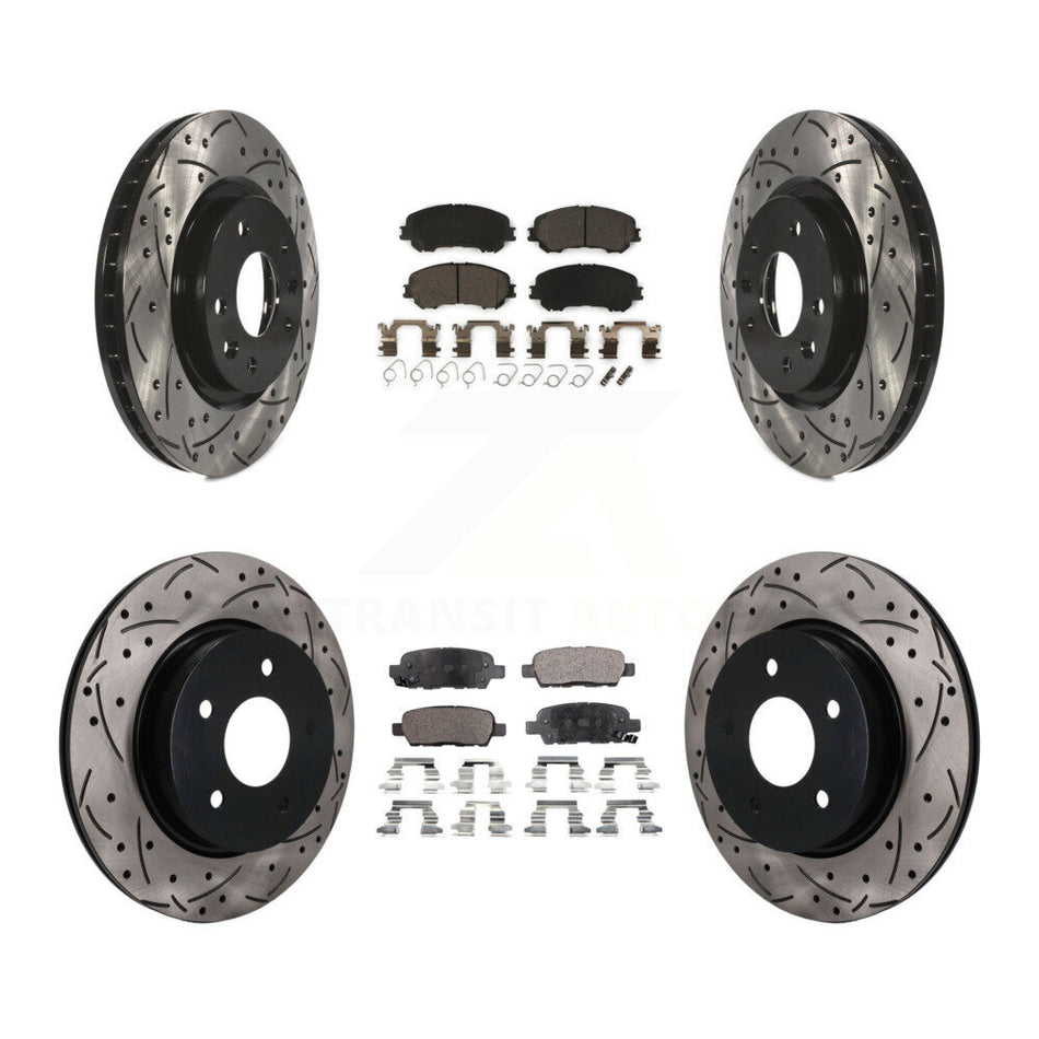 Front Rear Drilled Slot Disc Brake Rotor & Ceramic Pad Kit For Nissan Qashqai Rogue Sport KDT-101910