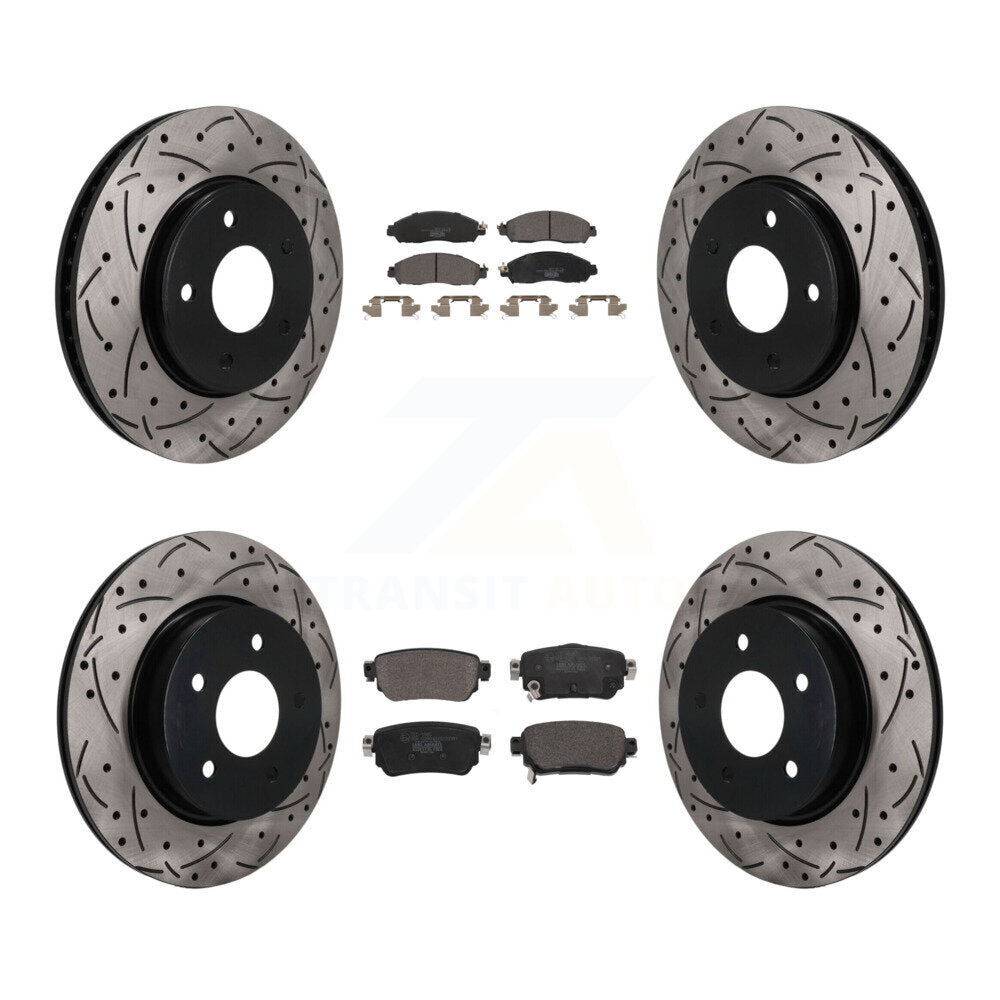 Front Rear Coated Drilled Slotted Disc Brake Rotors And Ceramic Pads Kit For Nissan LEAF KDT-101912