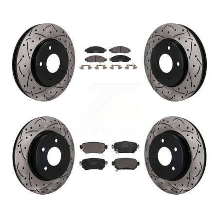 Front Rear Coated Drilled Slotted Disc Brake Rotors And Ceramic Pads Kit For Nissan LEAF KDT-101912