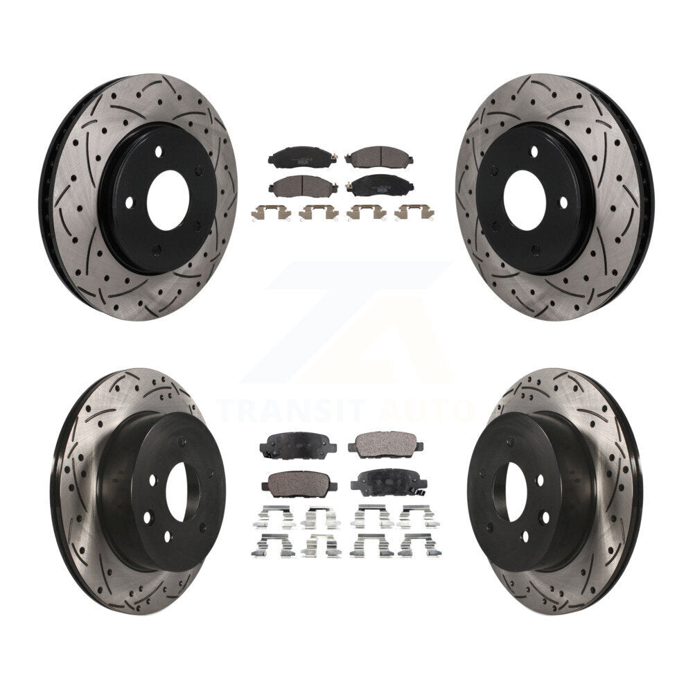 Front Rear Coated Drilled Slotted Disc Brake Rotors And Ceramic Pads Kit For Nissan LEAF KDT-101913