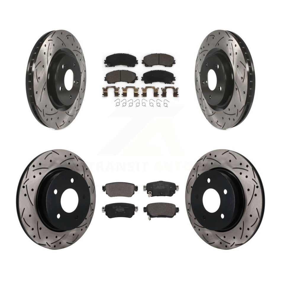 Front Rear Coated Drilled Slotted Disc Brake Rotors And Ceramic Pads Kit For Nissan Rogue KDT-101914