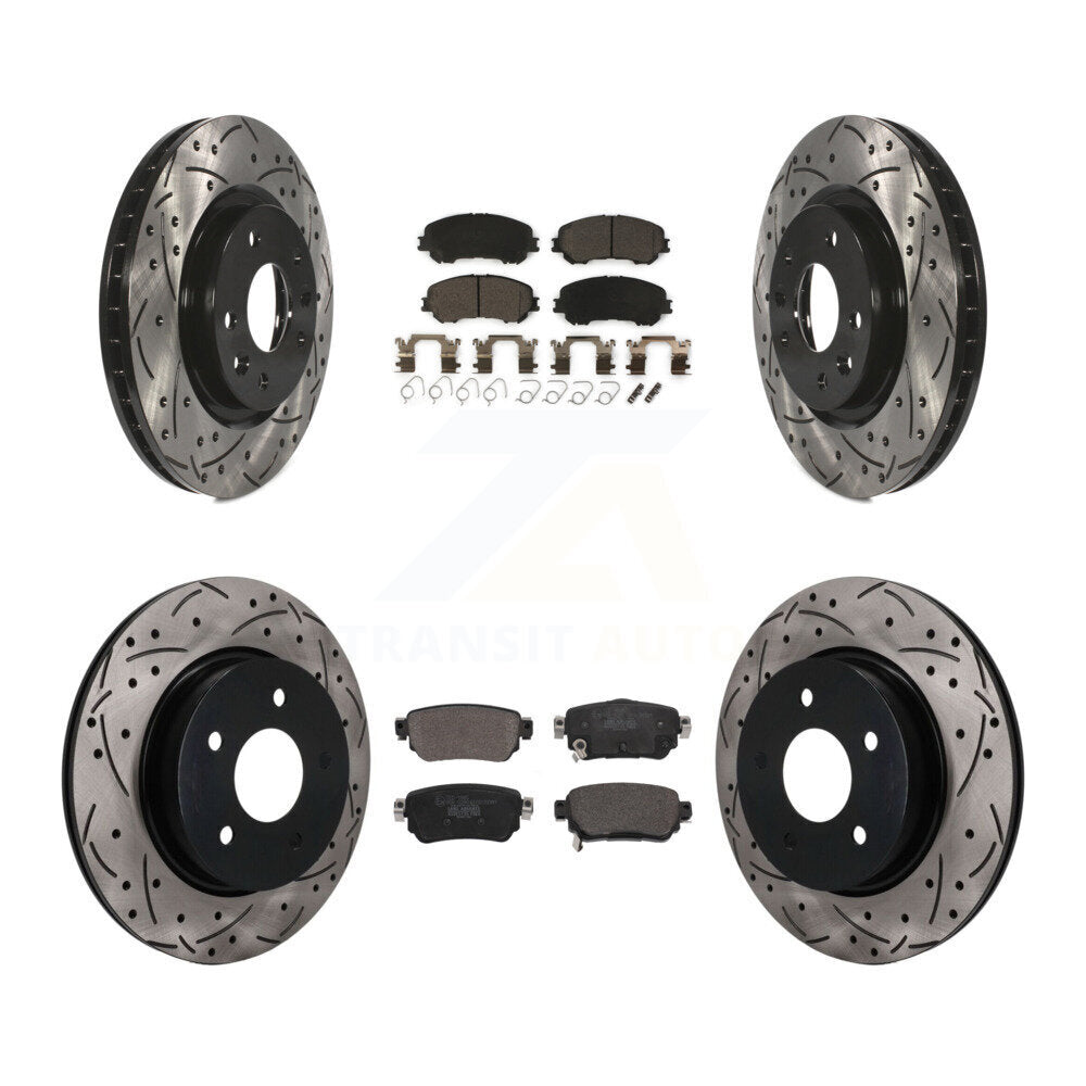 Front Rear Drilled Slot Disc Brake Rotor & Ceramic Pad Kit For Nissan Rogue Sport Qashqai KDT-101915