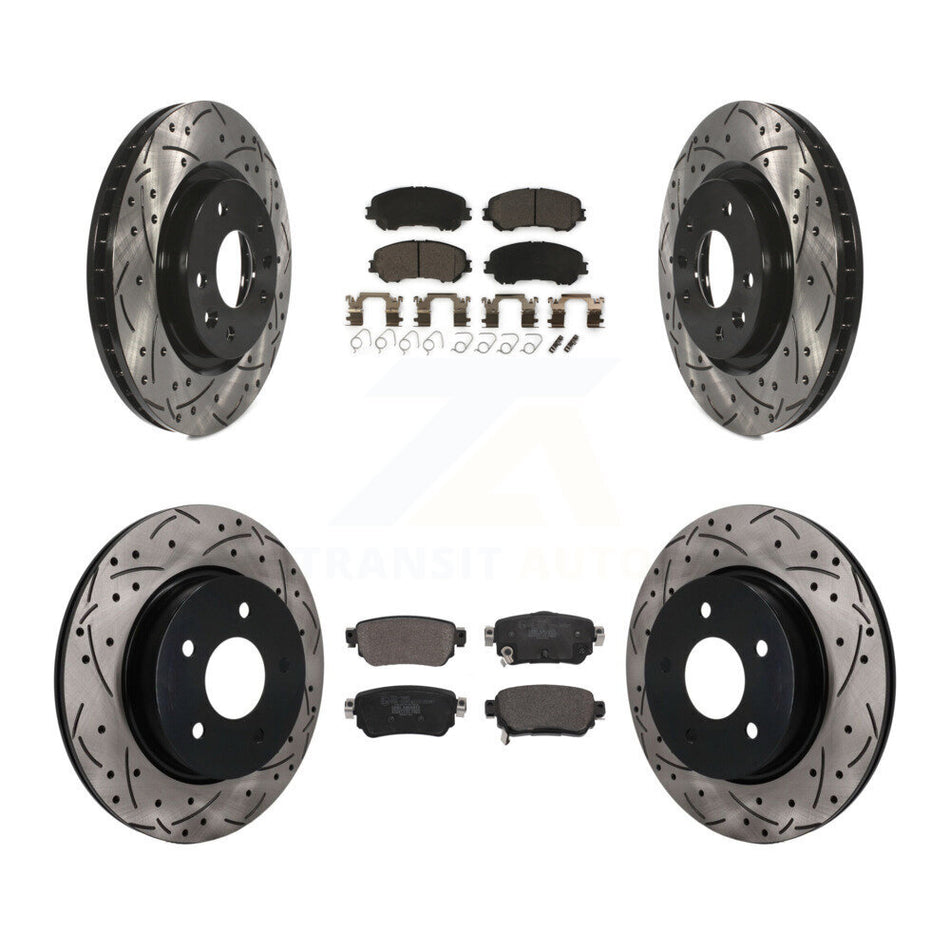 Front Rear Drilled Slot Disc Brake Rotor & Ceramic Pad Kit For Nissan Rogue Sport Qashqai KDT-101915