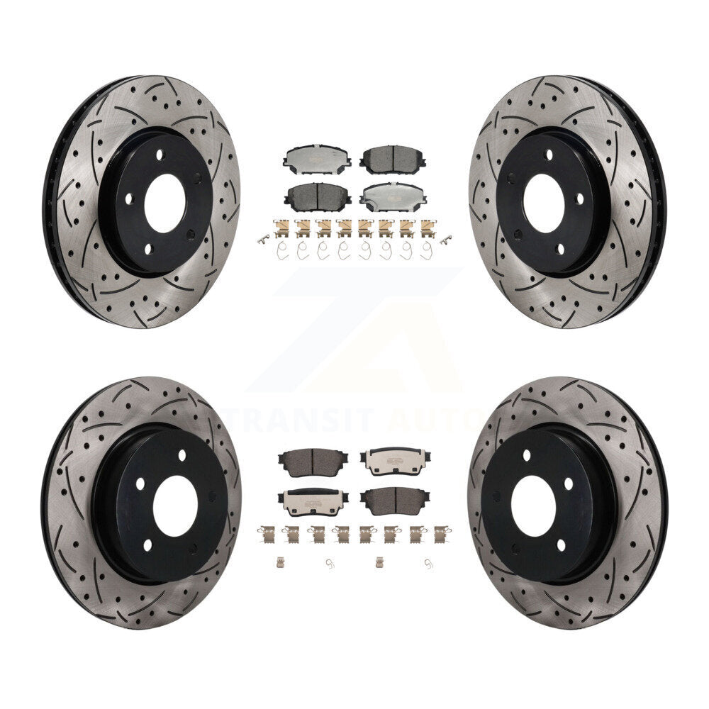 Front Rear Coated Drilled Slotted Disc Brake Rotors And Ceramic Pads Kit For Nissan Rogue KDT-101916