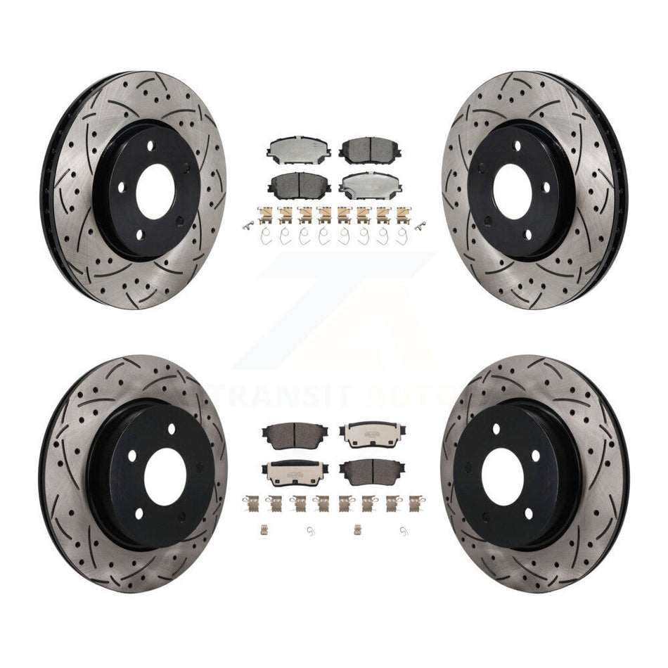 Front Rear Coated Drilled Slotted Disc Brake Rotors And Ceramic Pads Kit For Nissan Rogue KDT-101916