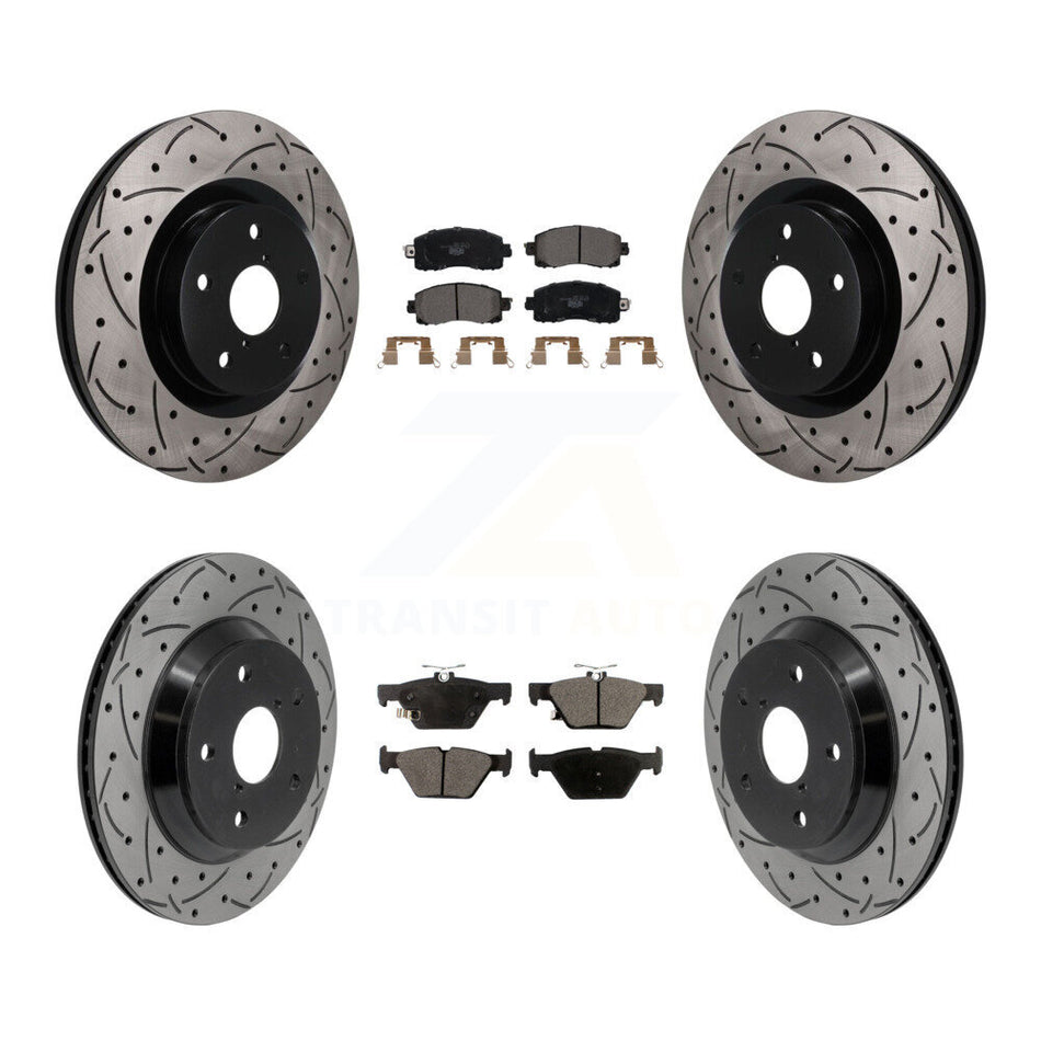Front Rear Coat Drill Slot Disc Brake Rotor Ceramic Pad Kit For Subaru Forester Crosstrek KDT-101918
