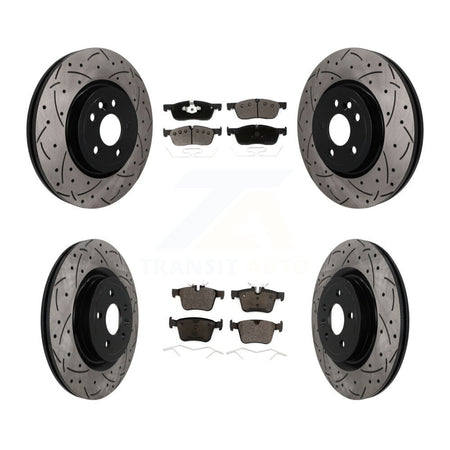 Front Rear Coated Drilled Slotted Disc Brake Rotors And Ceramic Pad Kit For Jaguar F-Pace KDT-101921