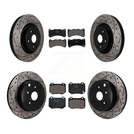 Front Rear Coat Drill Slot Disc Brake Rotors Ceramic Pad Kit For 2018-2020 Subaru WRX STI KDT-101923