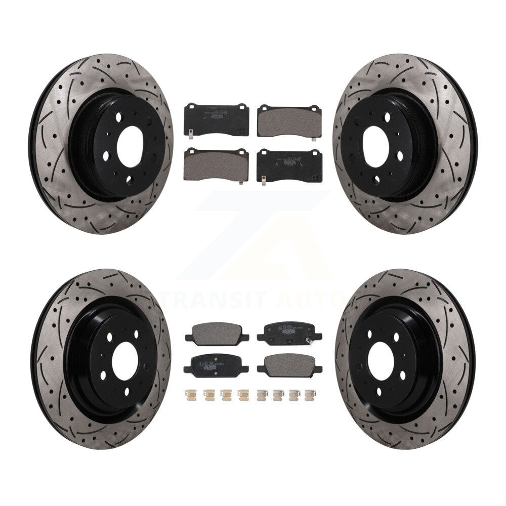 Front Rear Drill Slot Brake Rotors Ceramic Pad Kit For Tesla 3 With Gray Painted Calipers KDT-101924