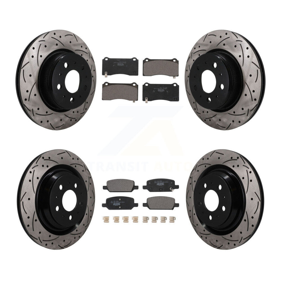 Front Rear Drill Slot Brake Rotors Ceramic Pad Kit For Tesla 3 With Gray Painted Calipers KDT-101924