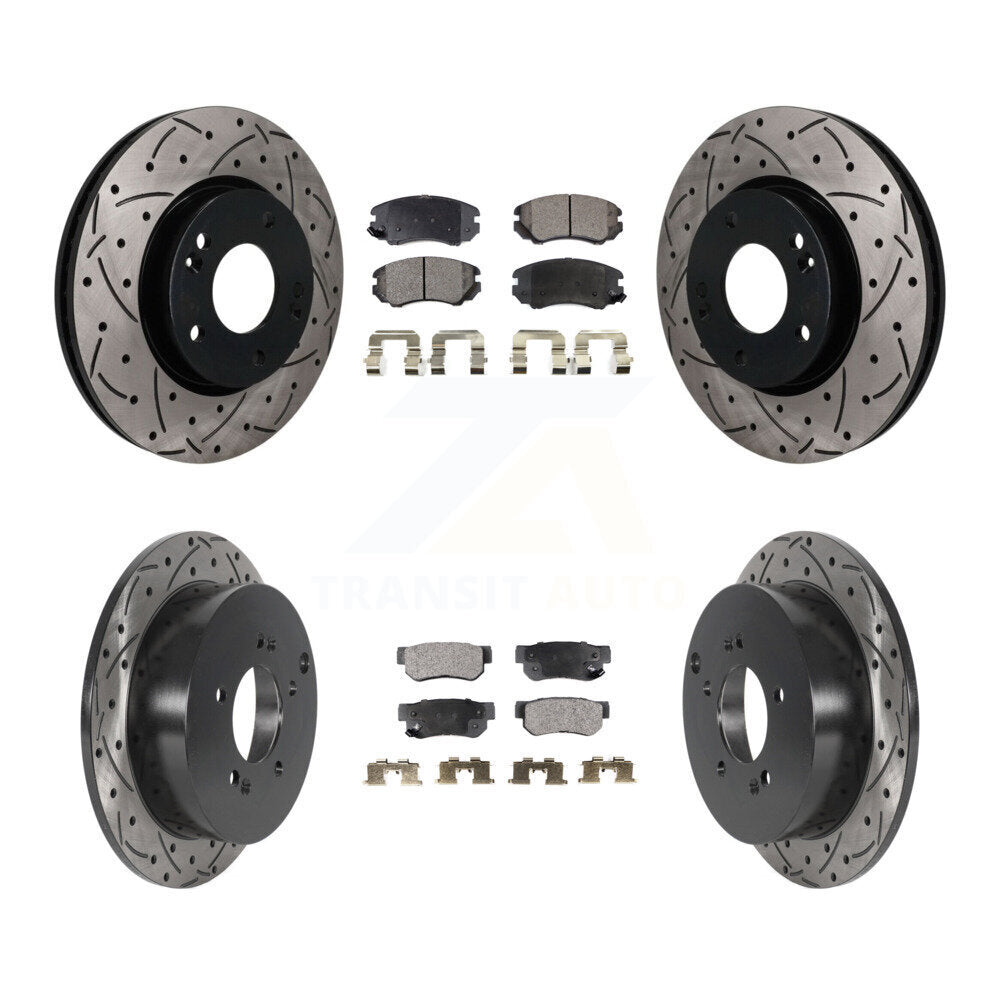 Front Rear Drilled Slot Disc Brake Rotors Ceramic Pad Kit For Hyundai Tucson Kia Sportage KDT-101925