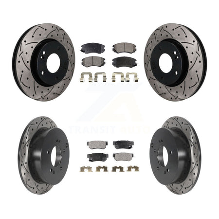 Front Rear Drilled Slot Disc Brake Rotors Ceramic Pad Kit For Hyundai Tucson Kia Sportage KDT-101925