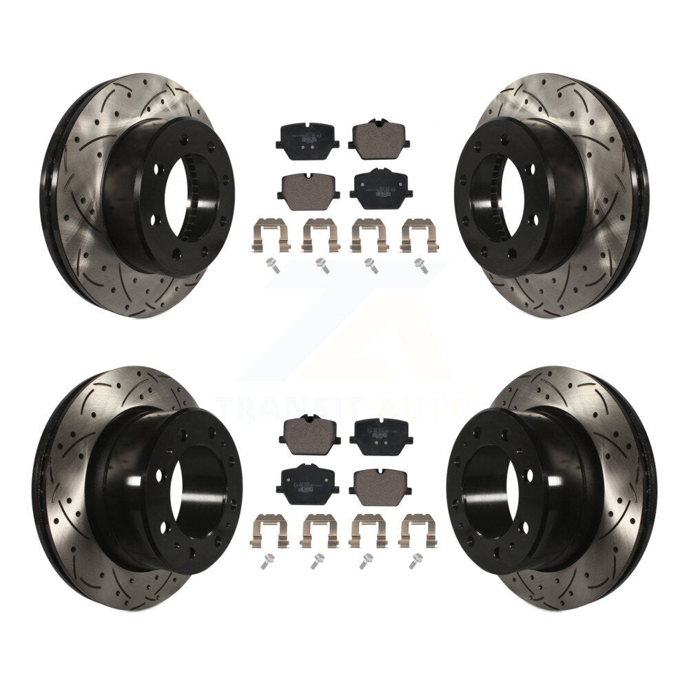 Front Rear Drilled Slot Brake Rotors Ceramic Pad Kit For Ram 3500 With Single Wheels KDT-101926